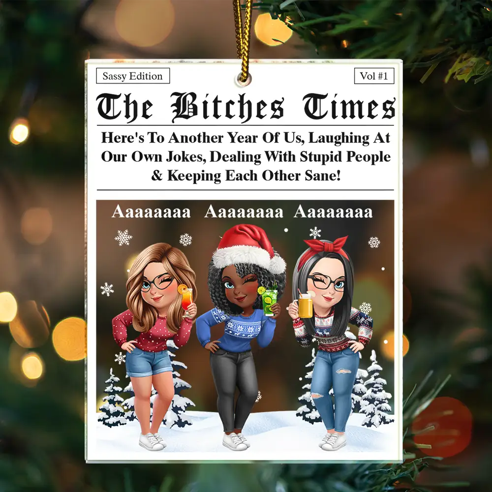 3D Effect Besties Here's To Another Year Of Us - Personalized Custom Shaped Acrylic Ornament