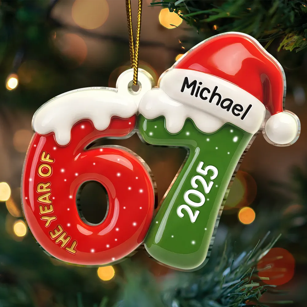 3D Effect Six Seven Funny Slang - Personalized Custom Shaped Acrylic Ornament