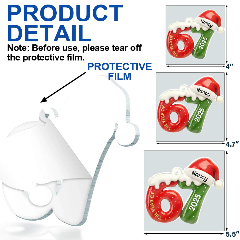 3D Effect Six Seven Funny Slang - Personalized Custom Shaped Acrylic Ornament