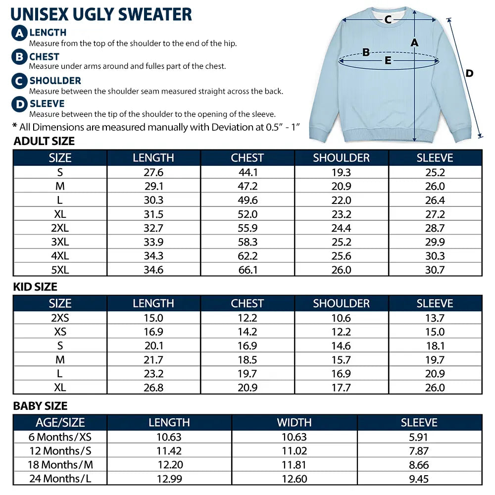 Cartoon Couple With Kids And Pets - Personalized Unisex Ugly Sweater