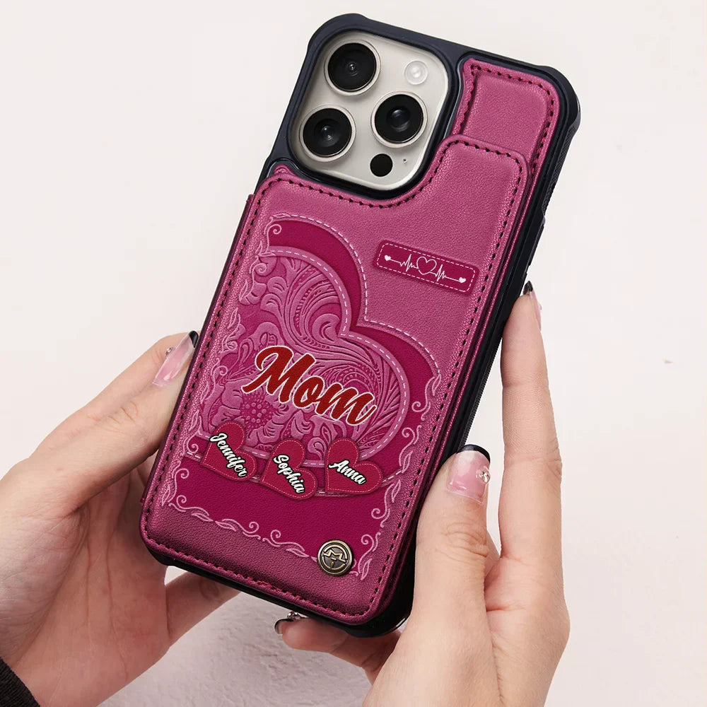 Grandma's Mom's Little Sweethearts - Personalized Leather Flip Wallet Phone Case