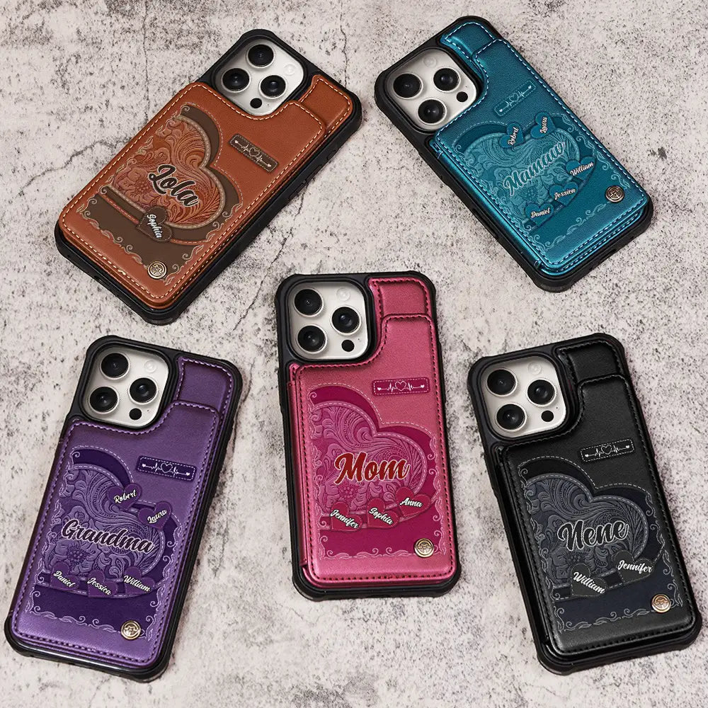 Grandma's Mom's Little Sweethearts - Personalized Leather Flip Wallet Phone Case