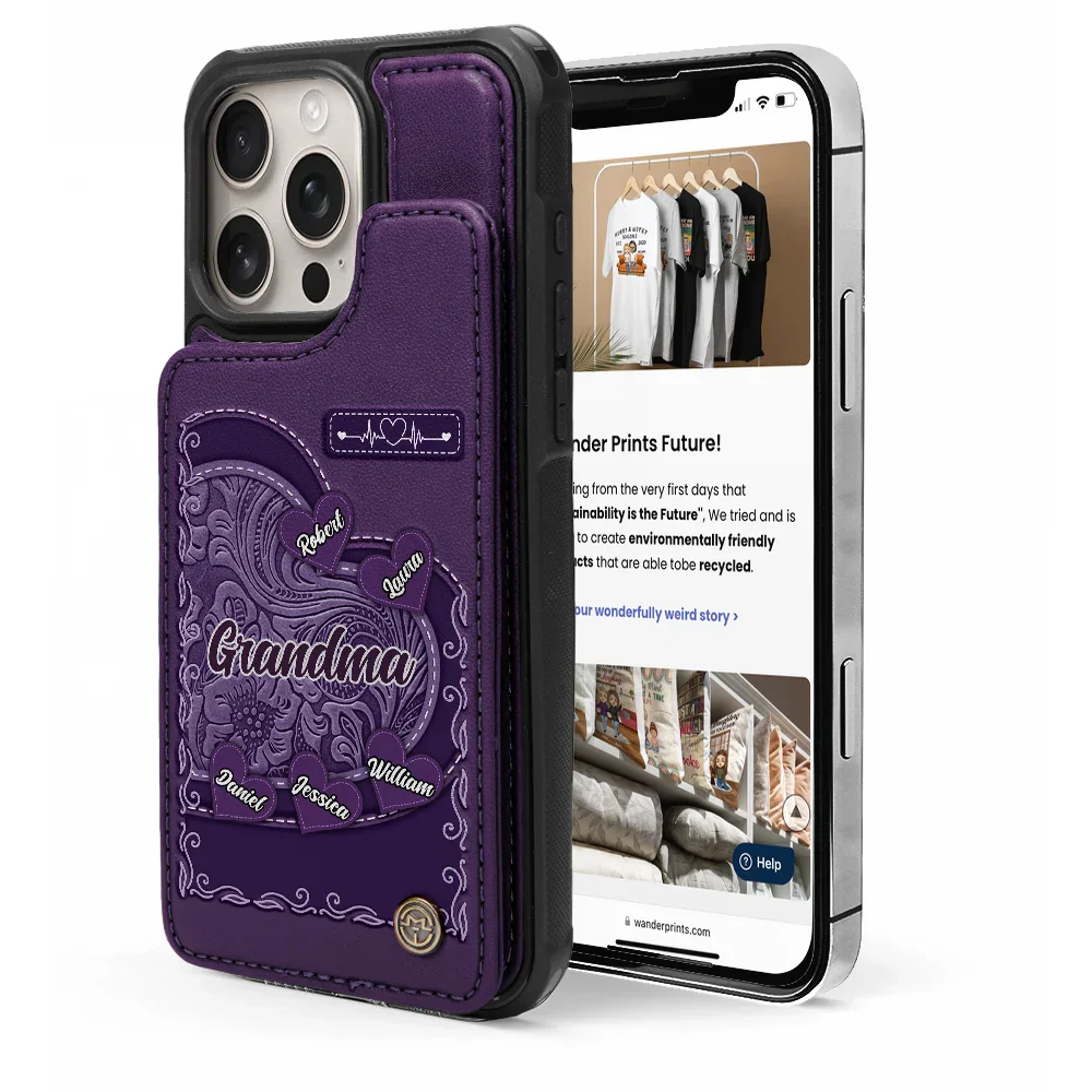 Grandma's Mom's Little Sweethearts - Personalized Leather Flip Wallet Phone Case