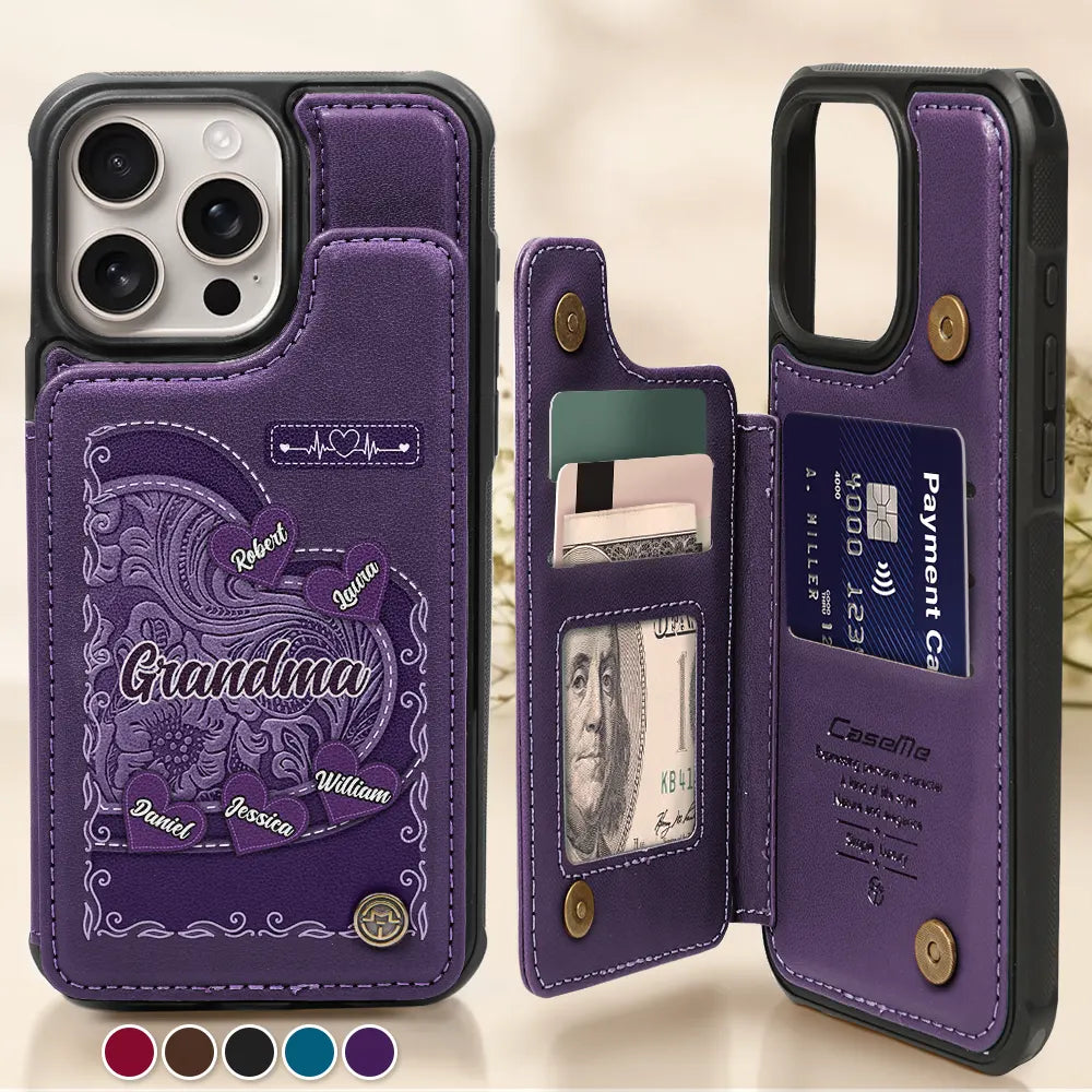 Grandma's Mom's Little Sweethearts - Personalized Leather Flip Wallet Phone Case
