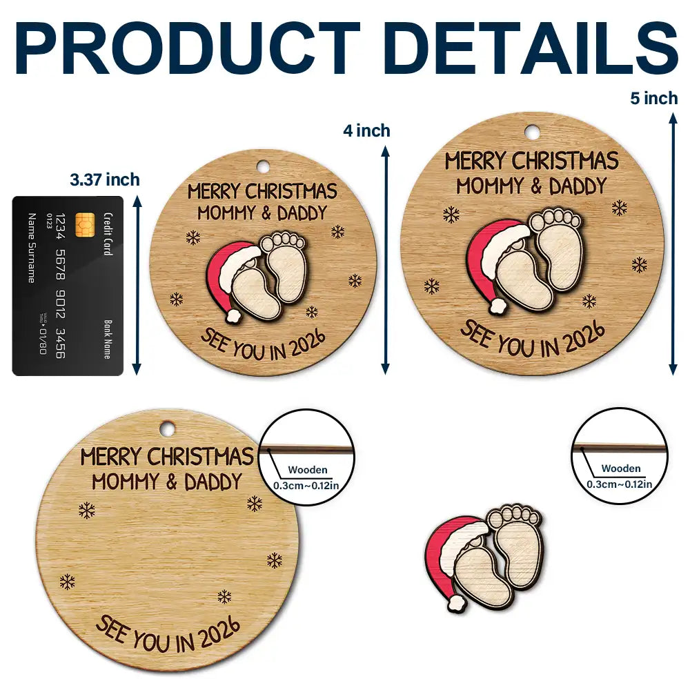 Baby Expecting See You In 2026 - Personalized 2-Layered Wooden Ornament