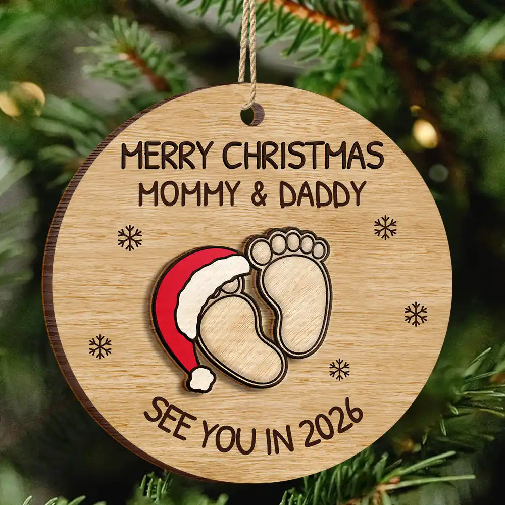 Baby Expecting See You In 2026 - Personalized 2-Layered Wooden Ornament