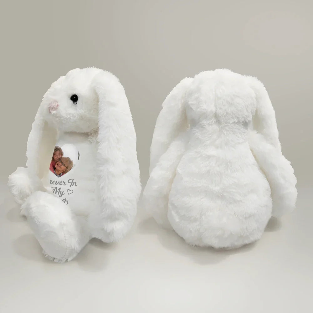 Custom Photo A Cuddle From Heaven Memorial - Personalized Soft Toy Bunny