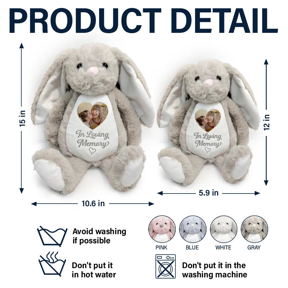 Custom Photo A Cuddle From Heaven Memorial - Personalized Soft Toy Bunny