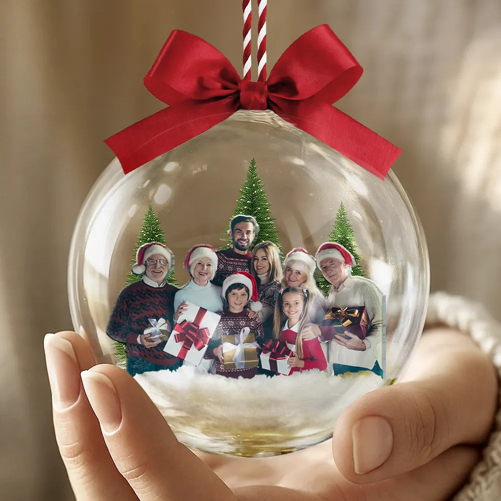 Custom Photo Family Is The Greatest Gift - Personalized 3D Acrylic Ball Ornament