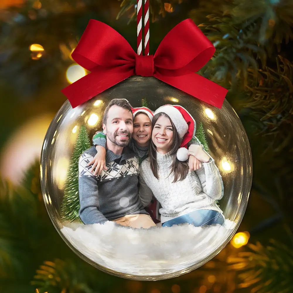 Custom Photo Family Is The Greatest Gift - Personalized 3D Acrylic Ball Ornament