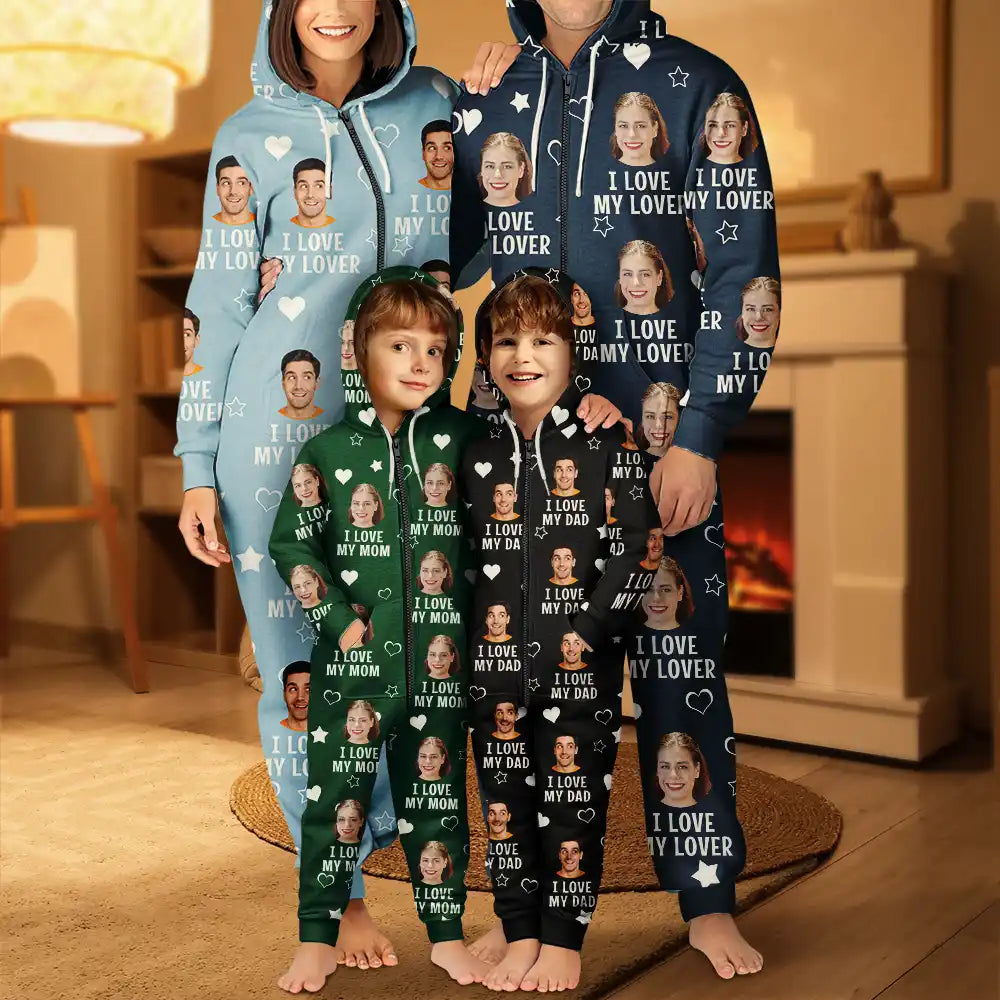 Custom Photo Funny I Love My Wife Husband - Personalized Overall Onesie Hooded Jumpsuit