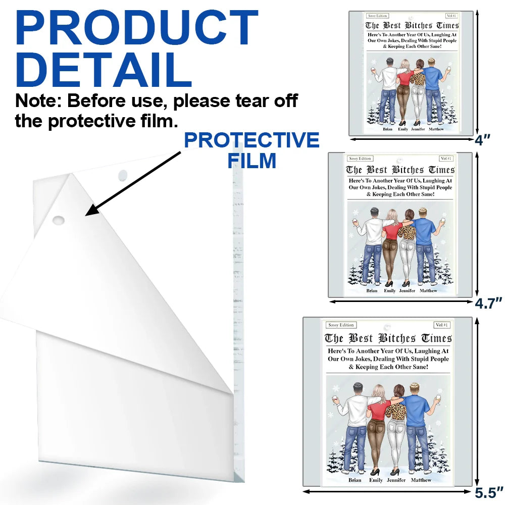 Here's To Another Year Of Us The Besties Times - Personalized Custom Shaped Acrylic Ornament