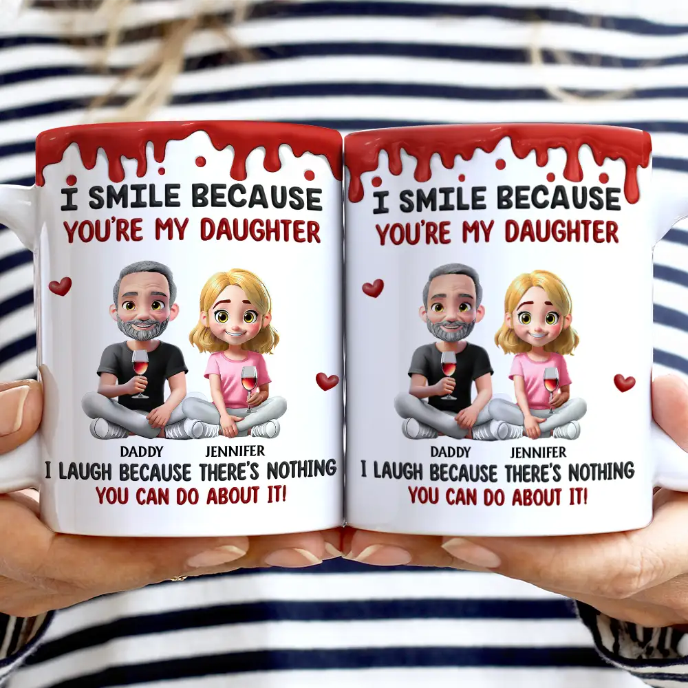 I Smile Because You Are My Daughter Son - Personalized White Edge-to-Edge Mug