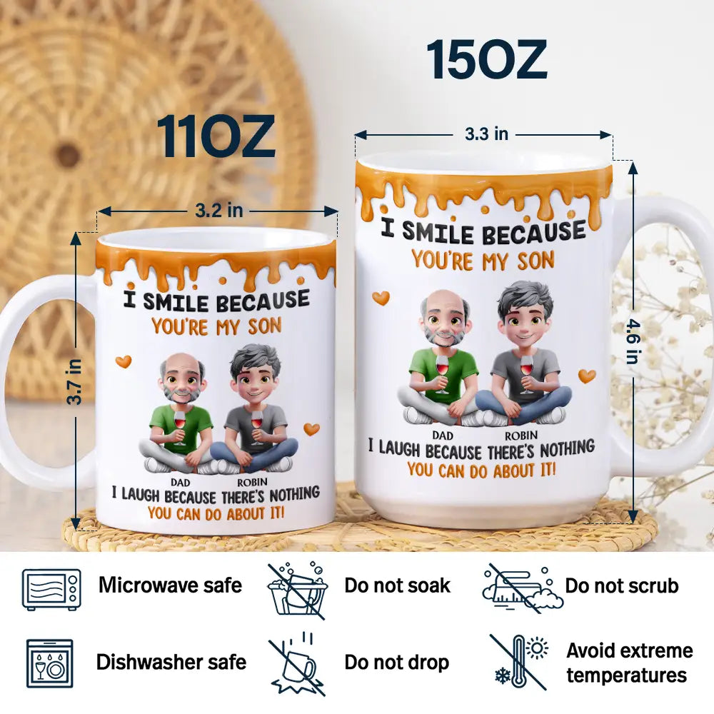 I Smile Because You Are My Daughter Son - Personalized White Edge-to-Edge Mug