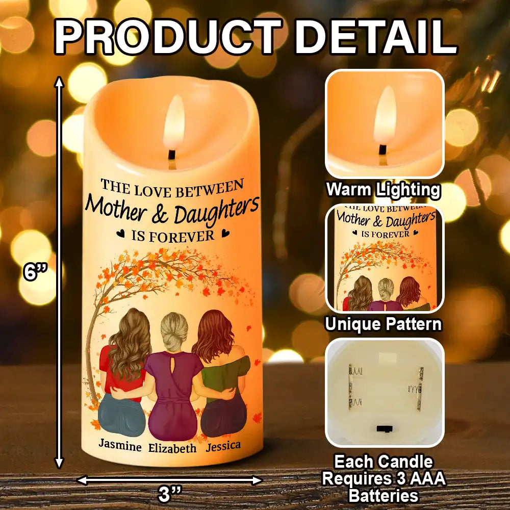 The Love Between Mother & Daughters Is Forever - Personalized Flameless LED Candle