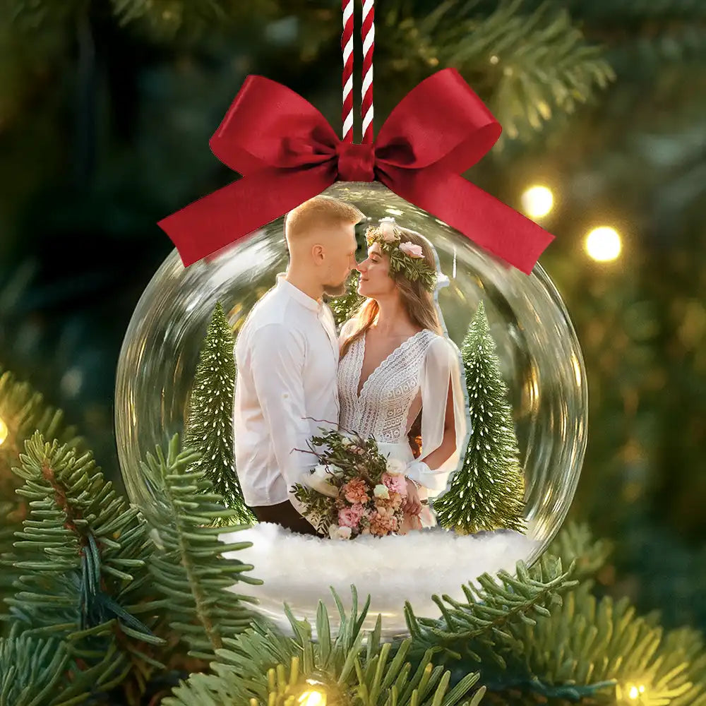Custom Photo Couple The Year I Found My Missing Piece - Personalized 3D Acrylic Ball Ornament