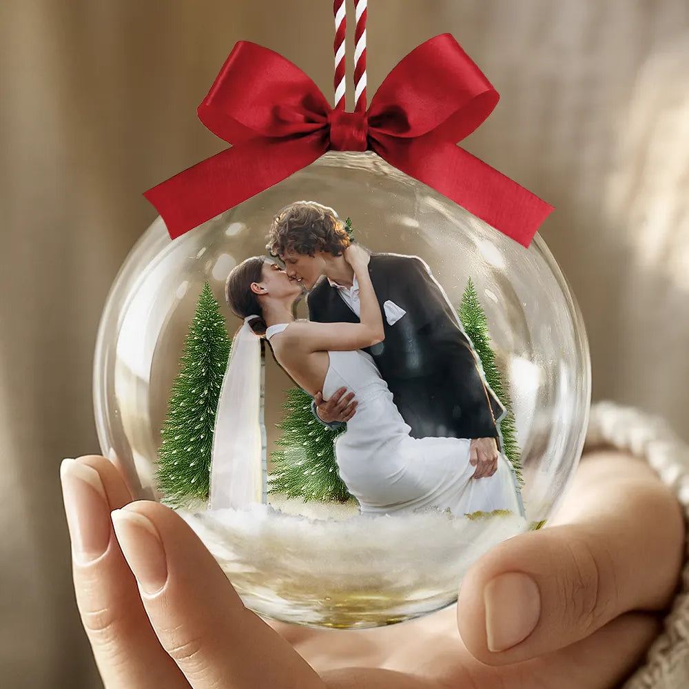 Custom Photo Couple The Year I Found My Missing Piece - Personalized 3D Acrylic Ball Ornament