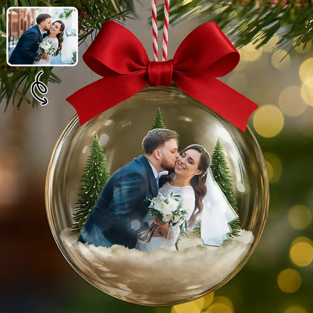 Custom Photo Couple The Year I Found My Missing Piece - Personalized 3D Acrylic Ball Ornament