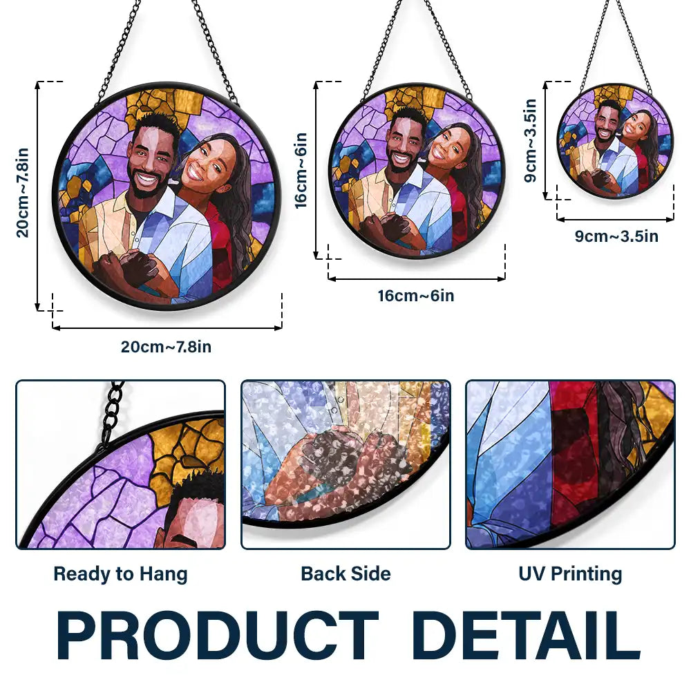 Custom Photo Portrait Mom Grandma Parents Family - Personalized Stained Glass Window Hanging Suncatcher