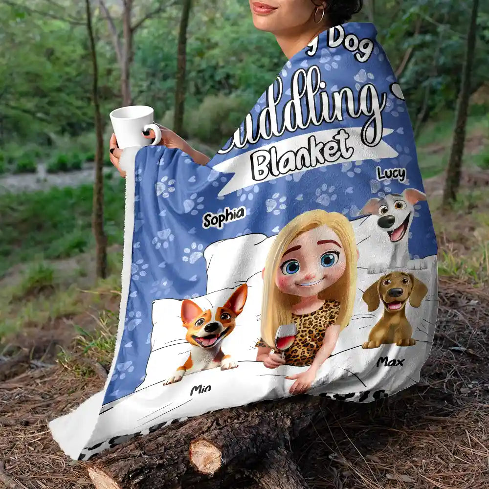 My Dog Cuddling Blanket - Personalized Fleece Blanket, Sherpa Blanket