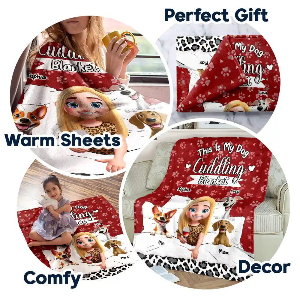 My Dog Cuddling Blanket - Personalized Fleece Blanket, Sherpa Blanket