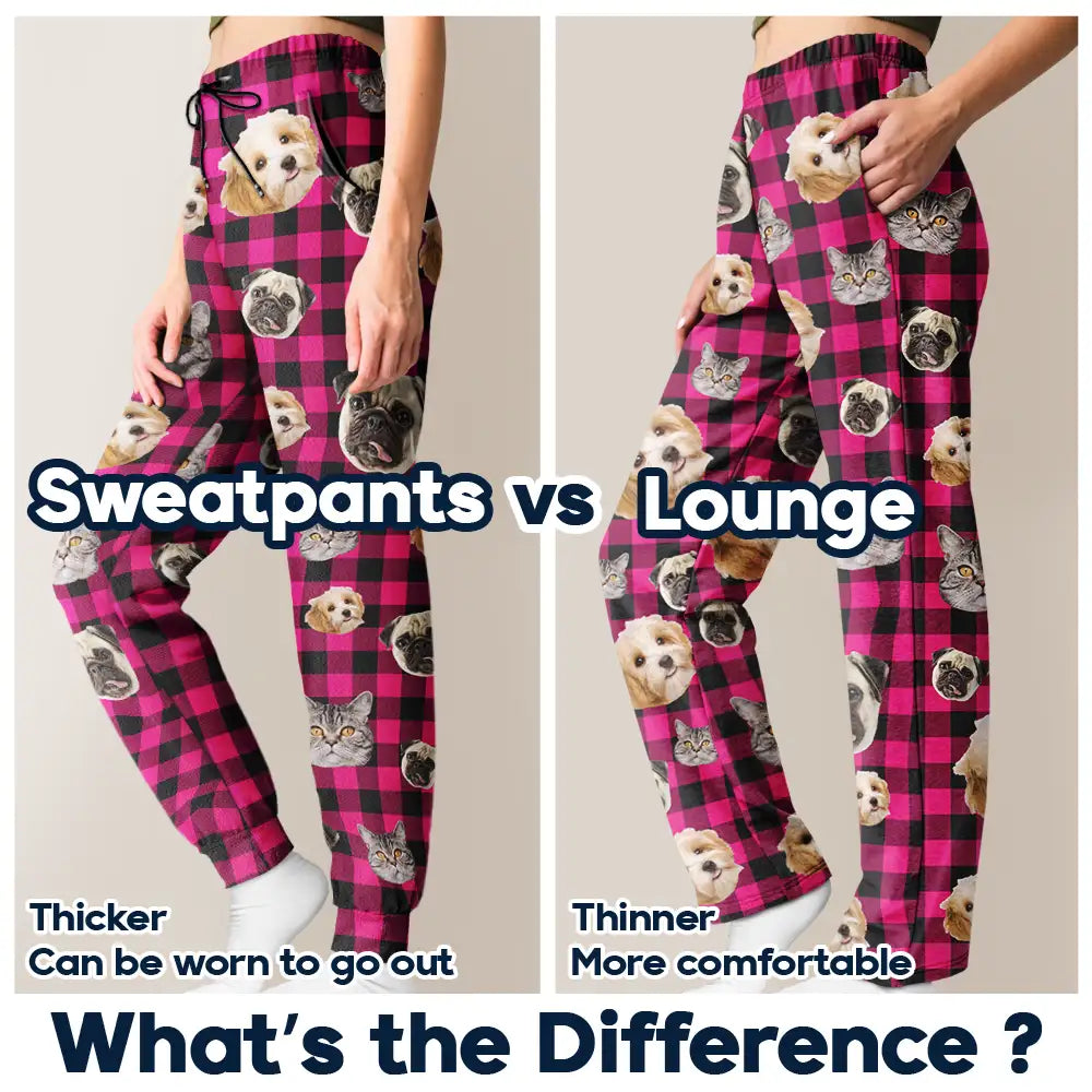 Custom Photo Funny Dog Cat Pet Human Face - Personalized Pajama Pants