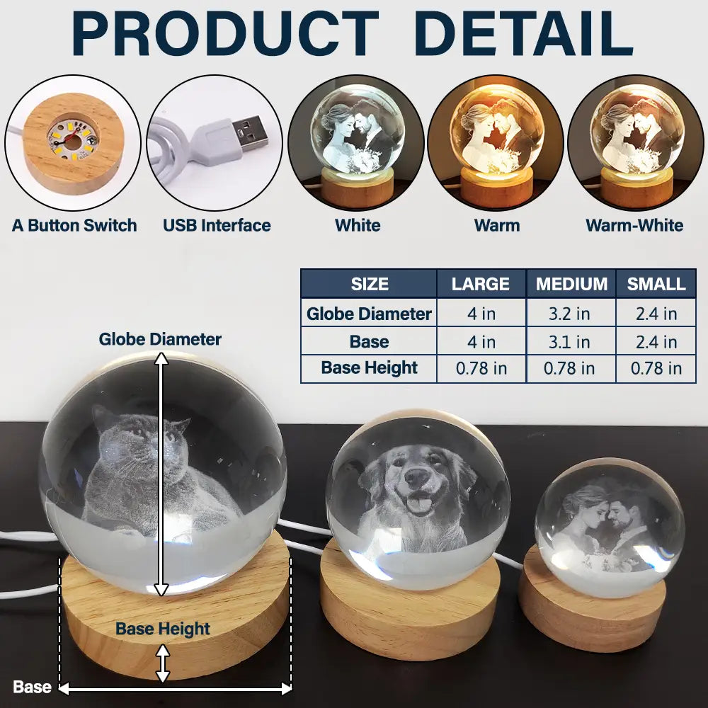 Custom Photo When You Miss Me - Personalized Crystal Globe Lamp