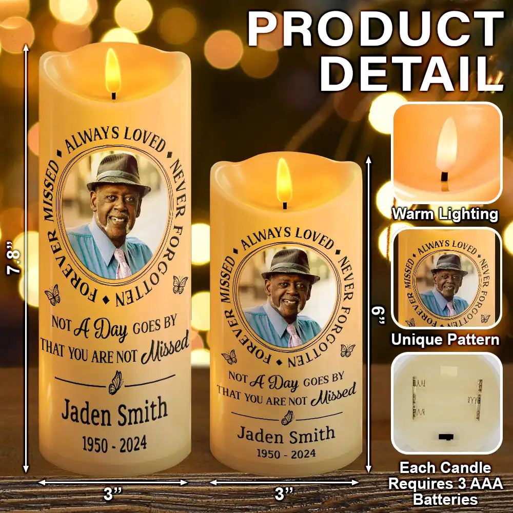 Custom Photo Memorial Always Loved Never Forgotten - Personalized Flameless LED Candle
