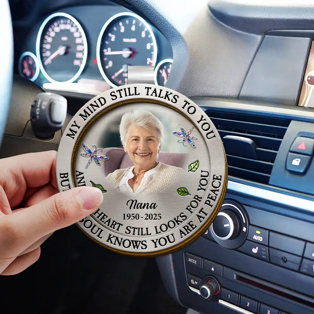 Custom Photo Memorial My Mind Still Talks To You - Personalized Custom Shaped Car Visor Clip