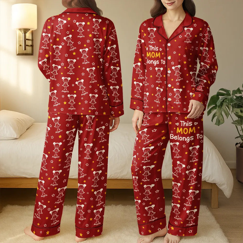 This Grandma Mom Belongs To Kids Pet - Personalized Satin Pajama Set