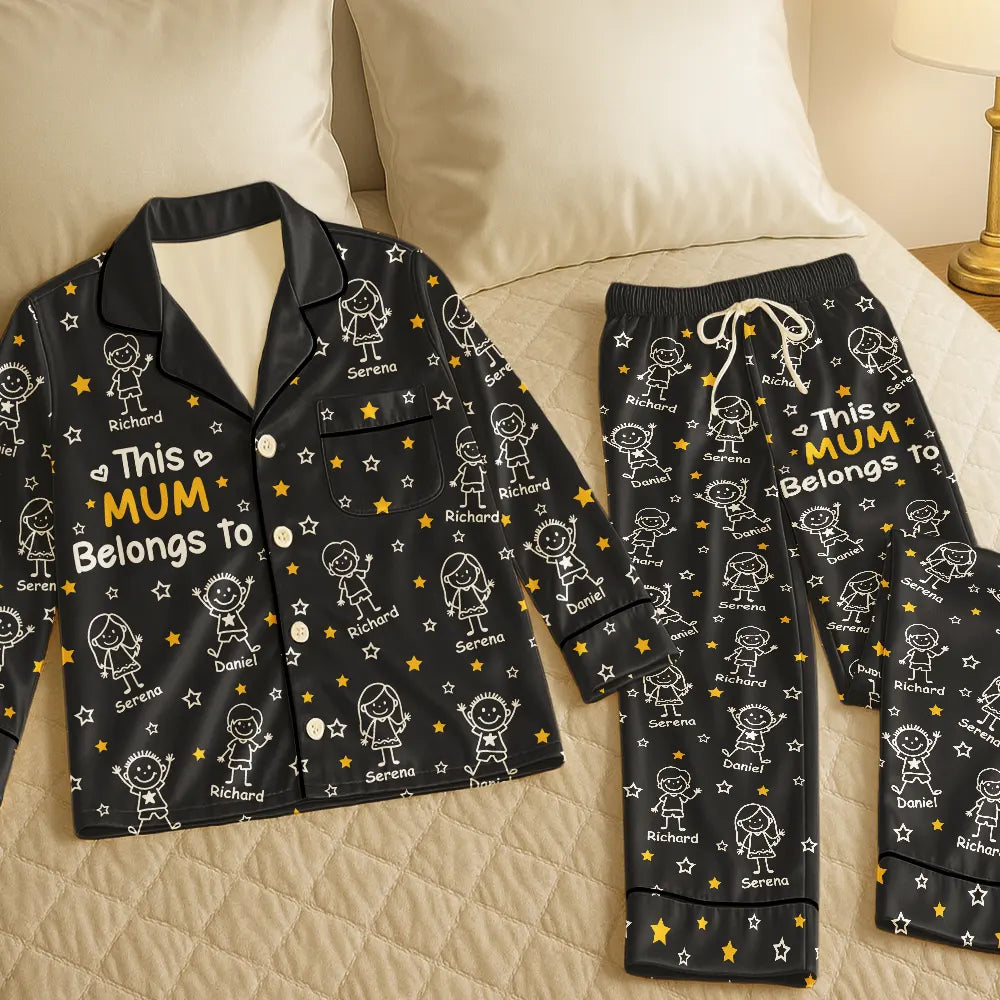 This Grandma Mom Belongs To Kids Pet - Personalized Satin Pajama Set