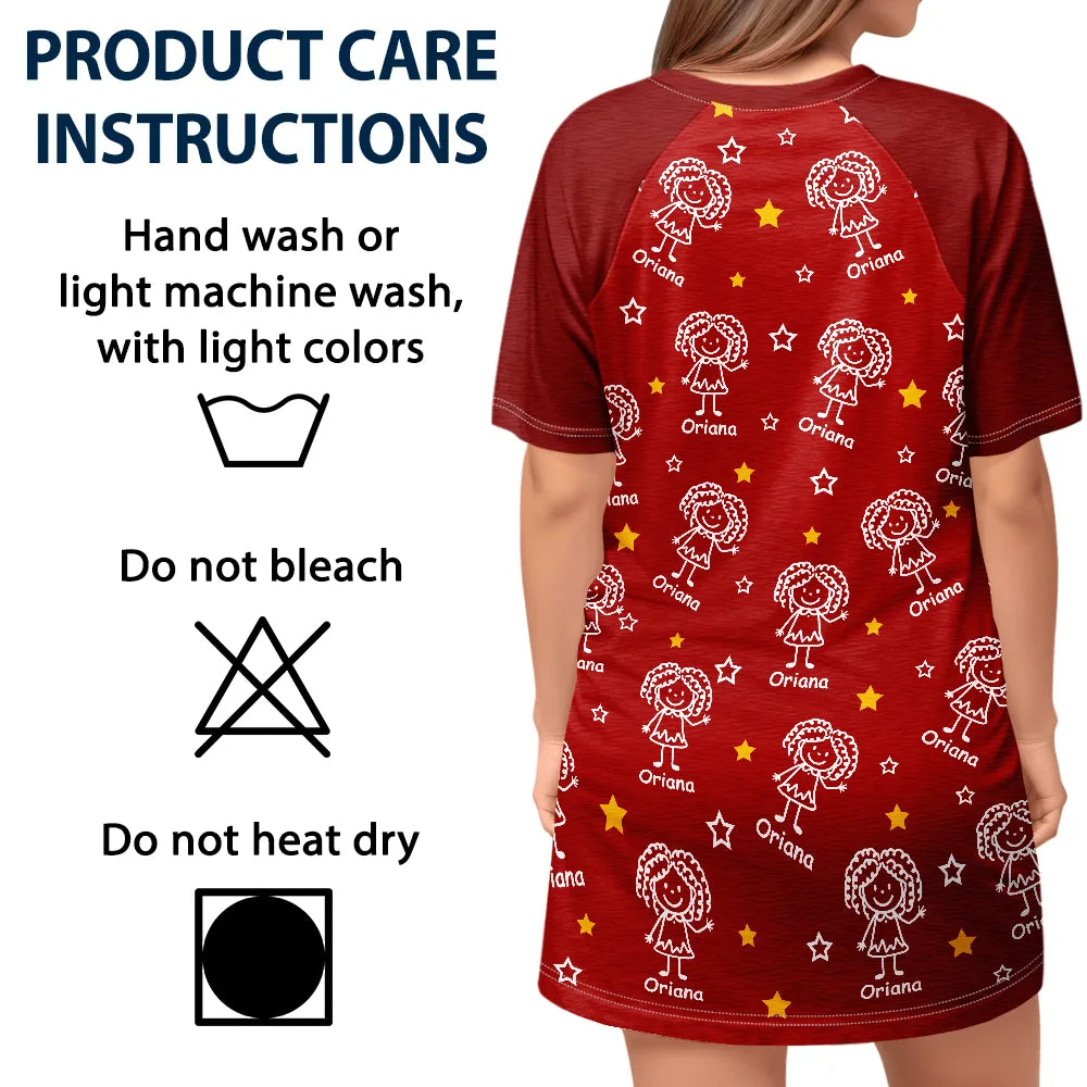 This Grandma Mom Belongs To Kids Pet - Personalized Women's Sleep Tee