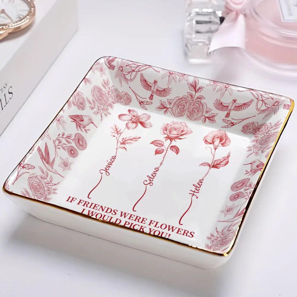 Toile De Jouy Birth Flower Grow An Old Friend - Personalized Ring Dish