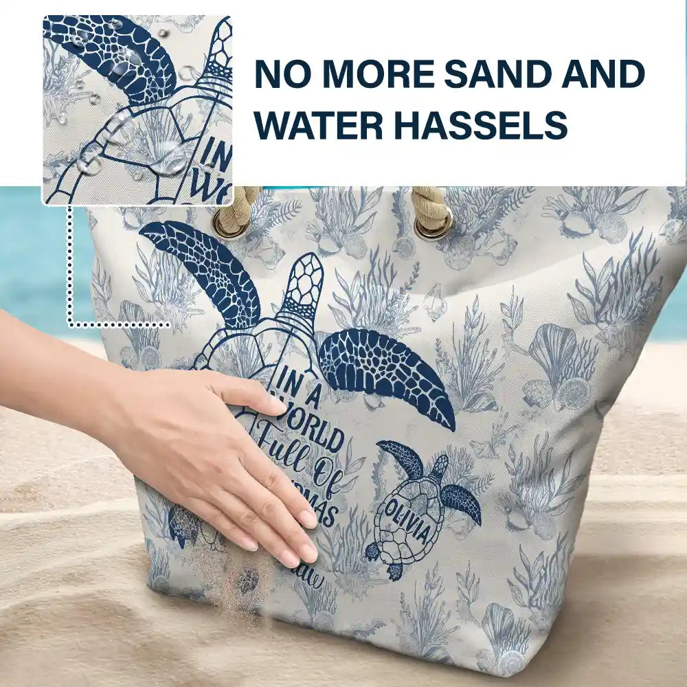 Toile De Jouy World Full Of Grandmas - Personalized Beach Bag