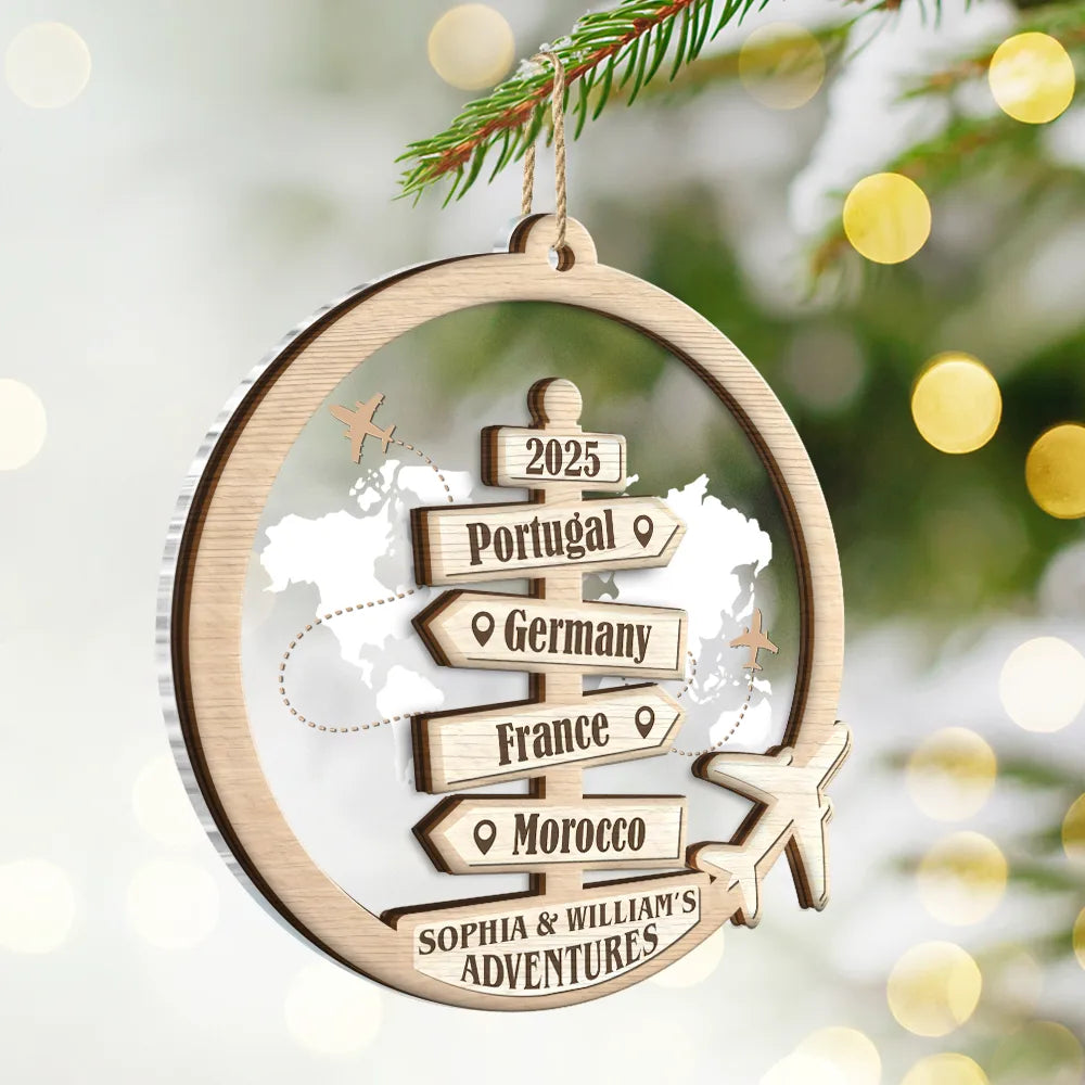 Travel Couple Goal, Destination Of All Year - Personalized 2-Layered Mix Ornament