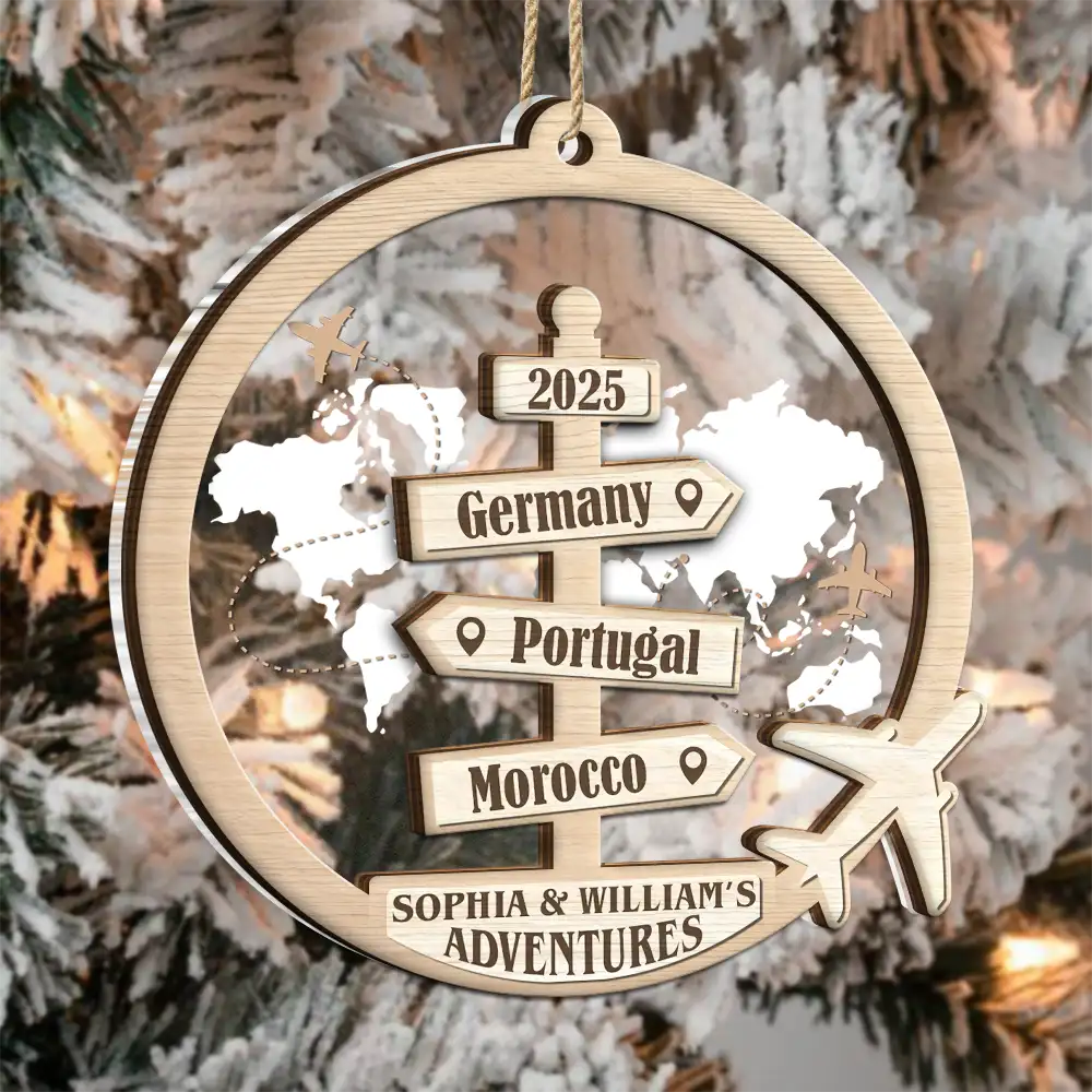 Travel Couple Goal, Destination Of All Year - Personalized 2-Layered Mix Ornament