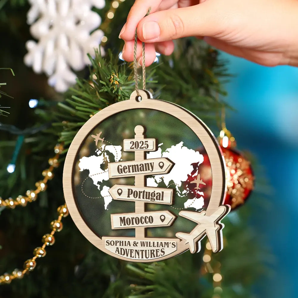 Travel Couple Goal, Destination Of All Year - Personalized 2-Layered Mix Ornament