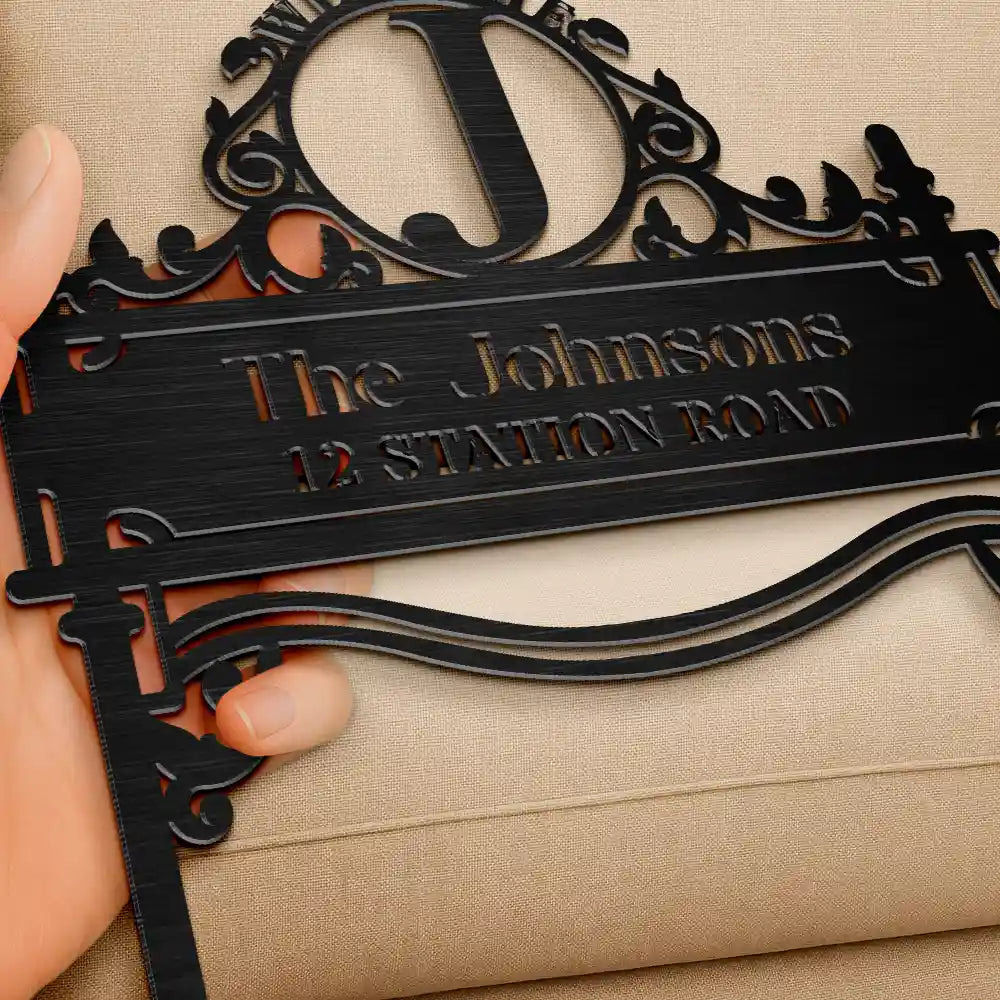 Welcome Family Name Monogram - Personalized Metal Garden Stake