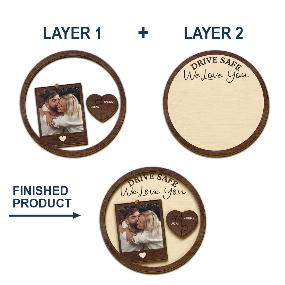 Custom Photo Drive Safe I Love You Couples - Personalized Custom Shaped Car Visor Clip