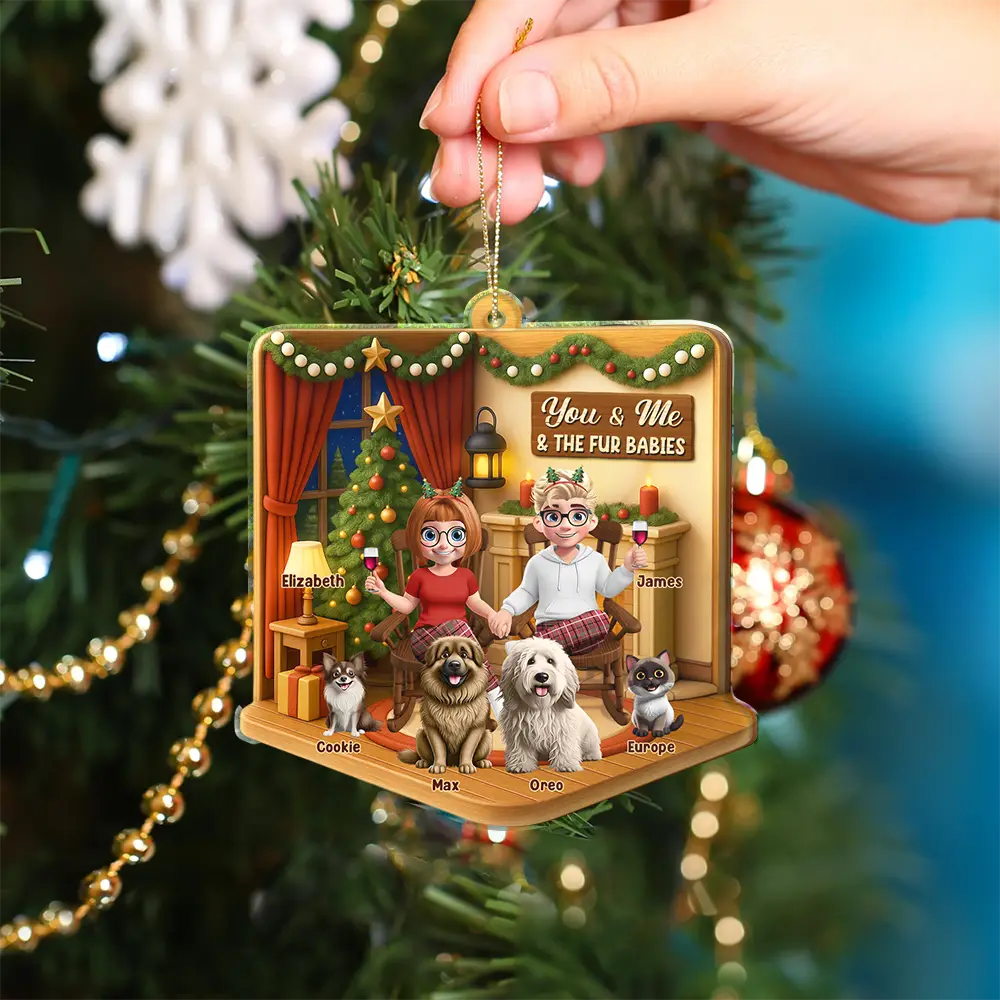 You And Me And The Dogs Cats - Personalized Custom Shaped Acrylic Ornament